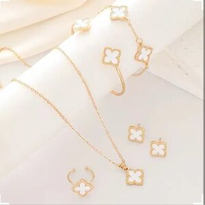 Elegant Gold and White Jewelry Set
